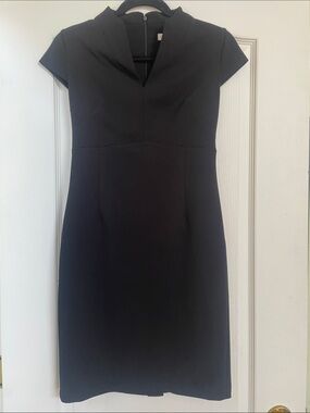 Calvin Klein Black Cap-Sleeve Knee Length Dress, Size 2